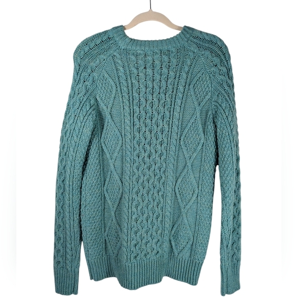 Y2K Merona Unisex Turquoise Oversized Chunky Wool Preppy Crew Neck Sweater S - Picture 2 of 7